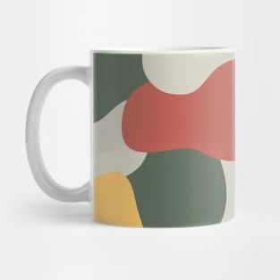 Colourful Blob Abstract Pattern in Light Red Dark Green Yellow and Gray Mug